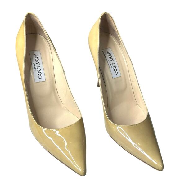 Jimmy Choo Women’s Cream Patent Leather Heels Size 39.5 US 9.5 - Picture 5 of 12